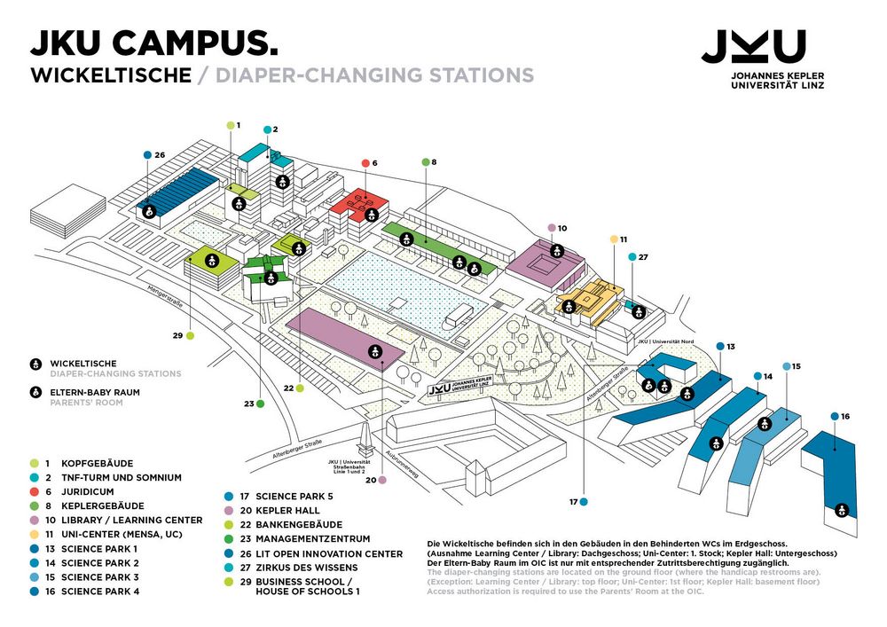 JKU Campusplan Wickeltische