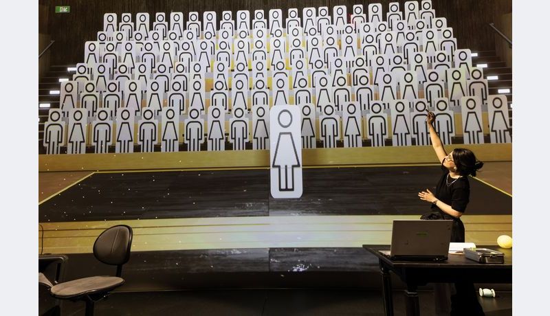 A projection of many stick figures